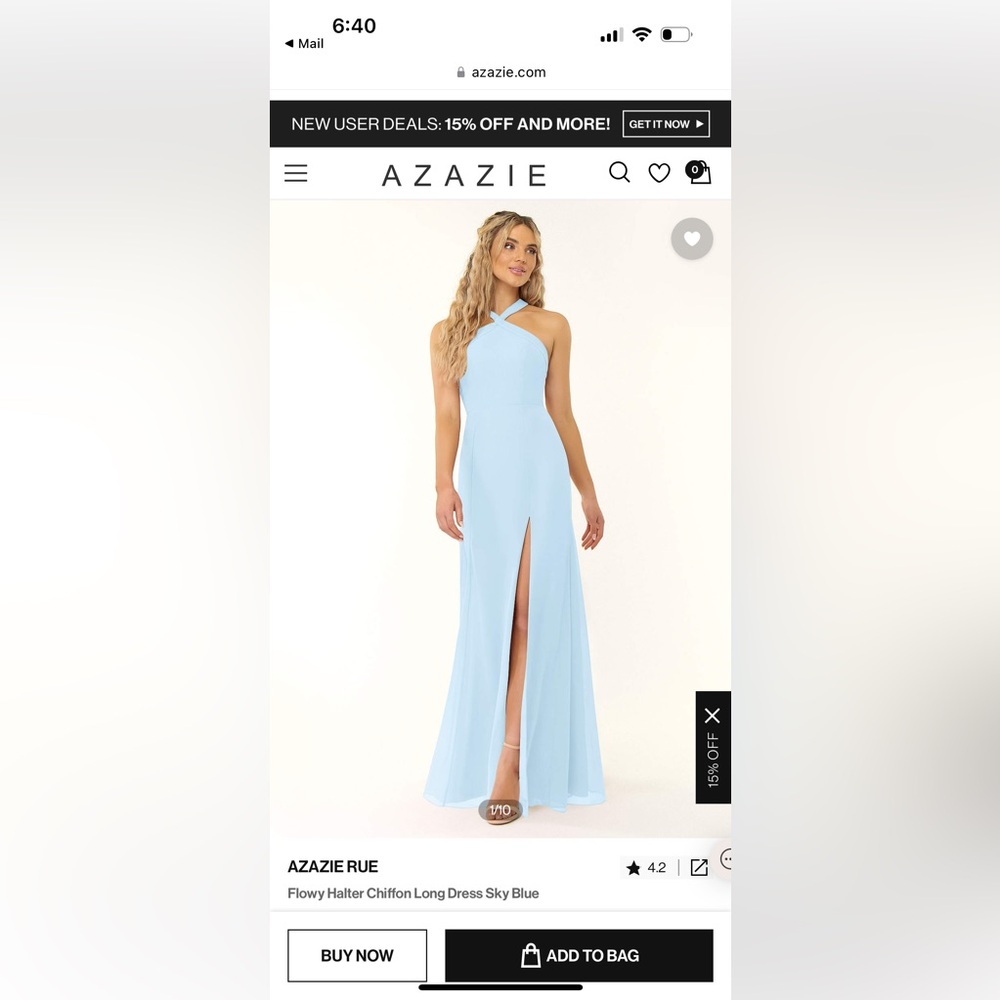 NWT Azazie Rue Sky Blue Bridesmaids Dress